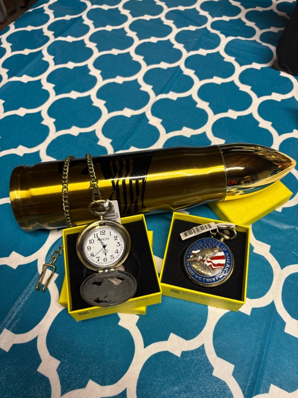 Invicta Gold Pocket Watch and US Coin Keychain if want both please advise